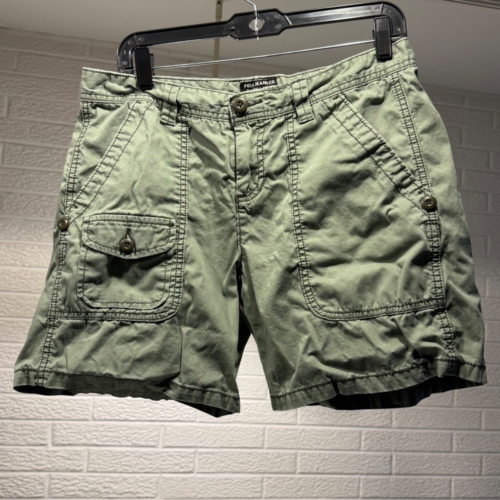 Polo Jeans Co.‎ Ralph Lauren Womens Green Cotton Utility Cargo Shorts